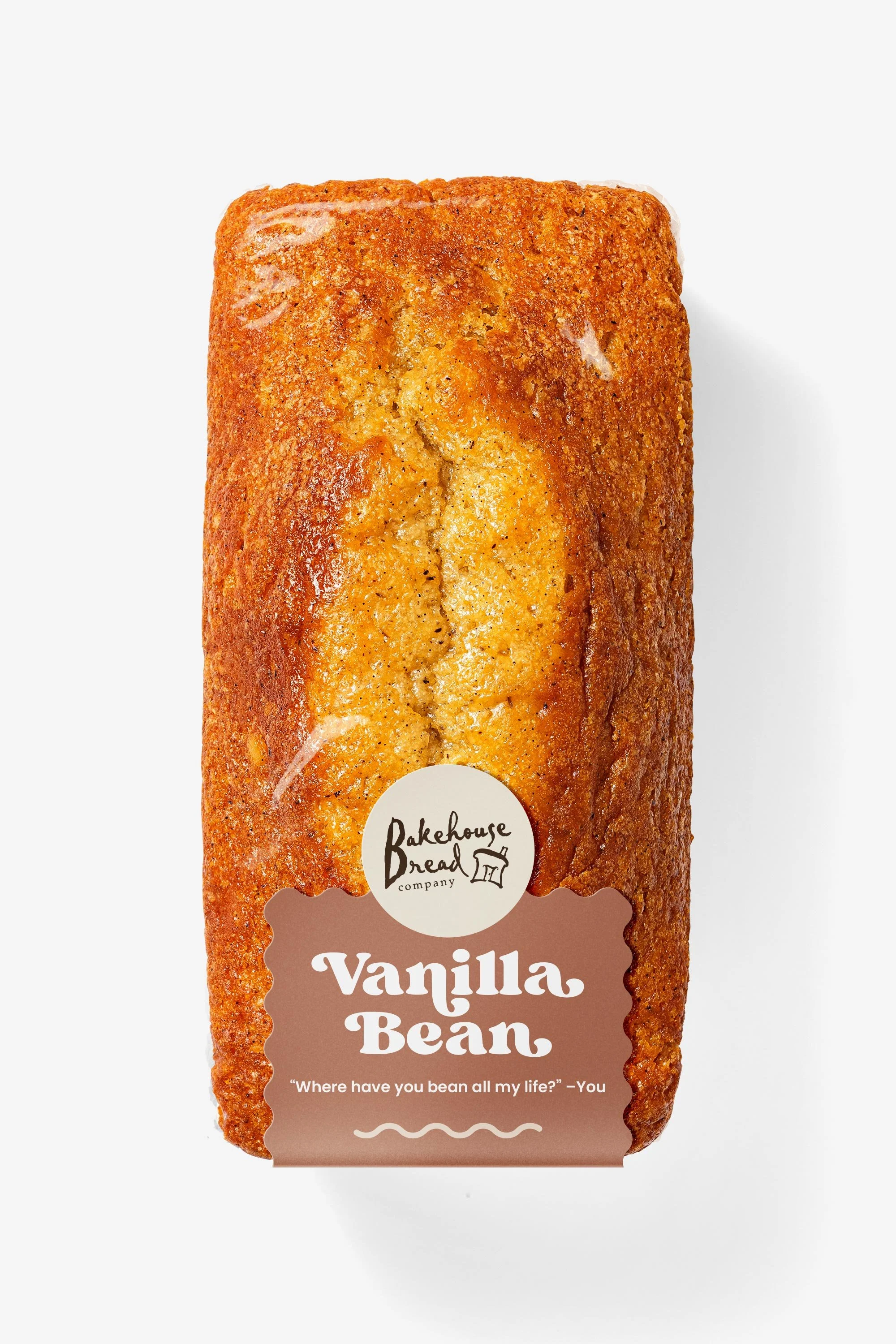 Bakehouse Bread Company Vanilla Bean bread loaf on white