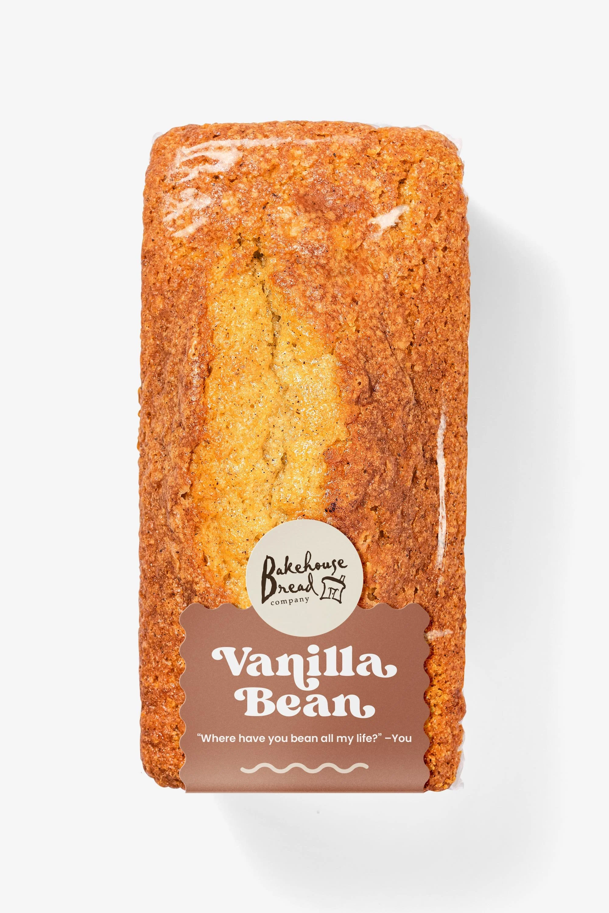 Bakehouse Bread Company Vanilla Bean bread loaf on white