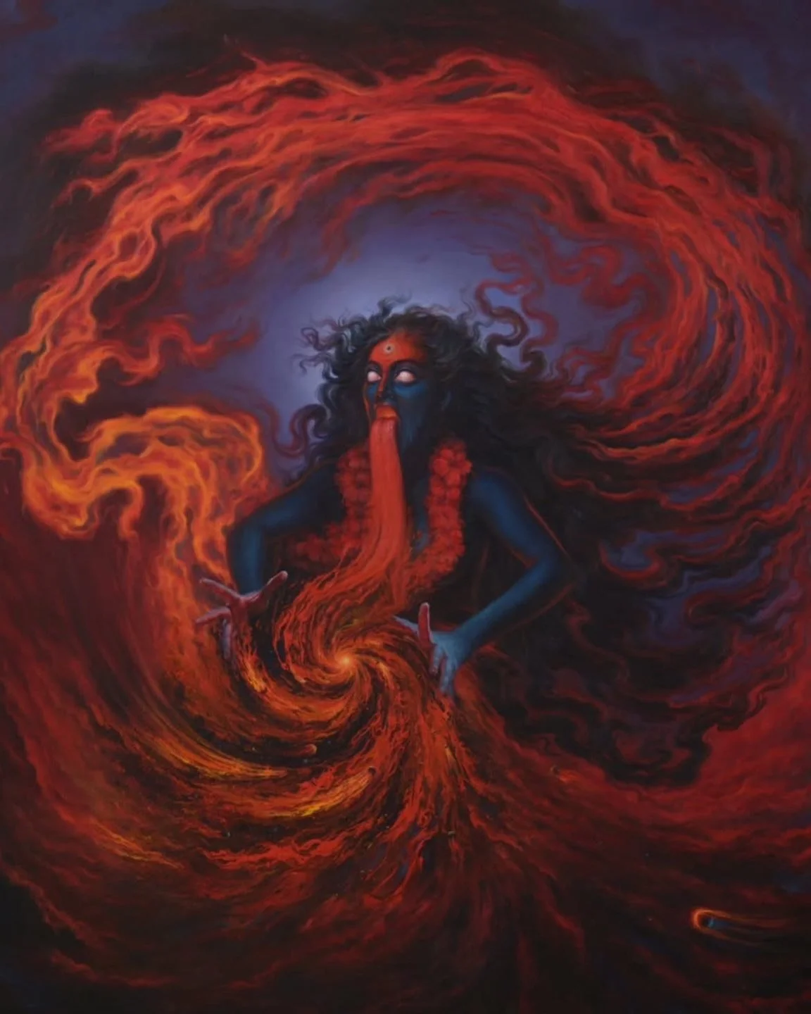 TEA with KALI.

🎨 Magnificent Artwork by @shuvankar1985 

Depiction ~ Kali, the Hindu goddess of time, power, and destruction. Transformative and Enigmatic. A major figure in Hindu mythology. Kali &bdquo;encourages&ldquo; us to embrace the change an