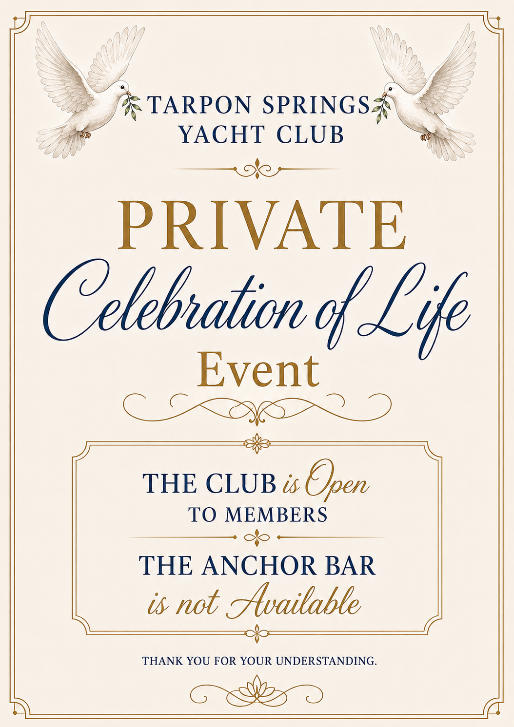 Private Celebration of Life Event
