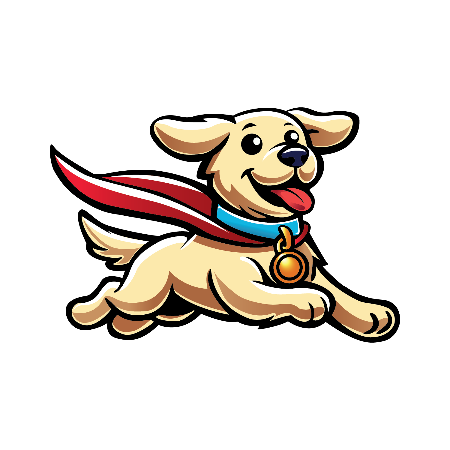 Cartoon dog mascot for Scoop, Scoop, and Away logo