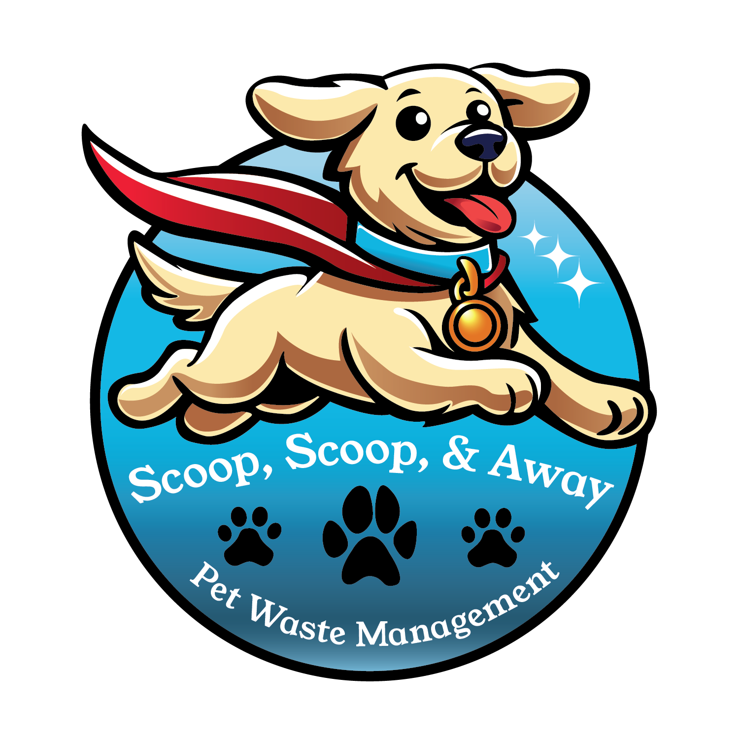 Scoop, Scoop, and Away pet waste removal logo