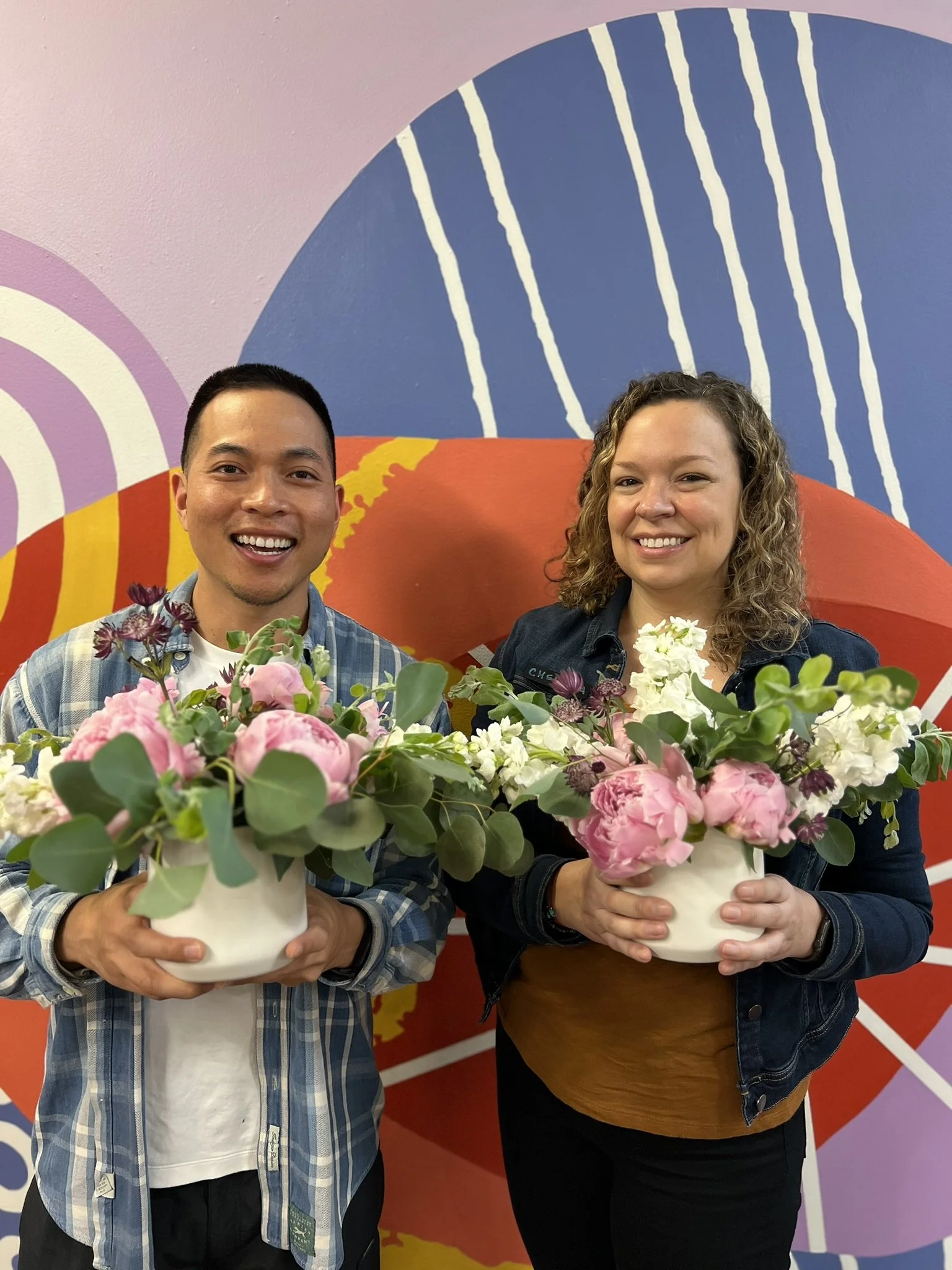 The Pao team enjoying flower making at The Works