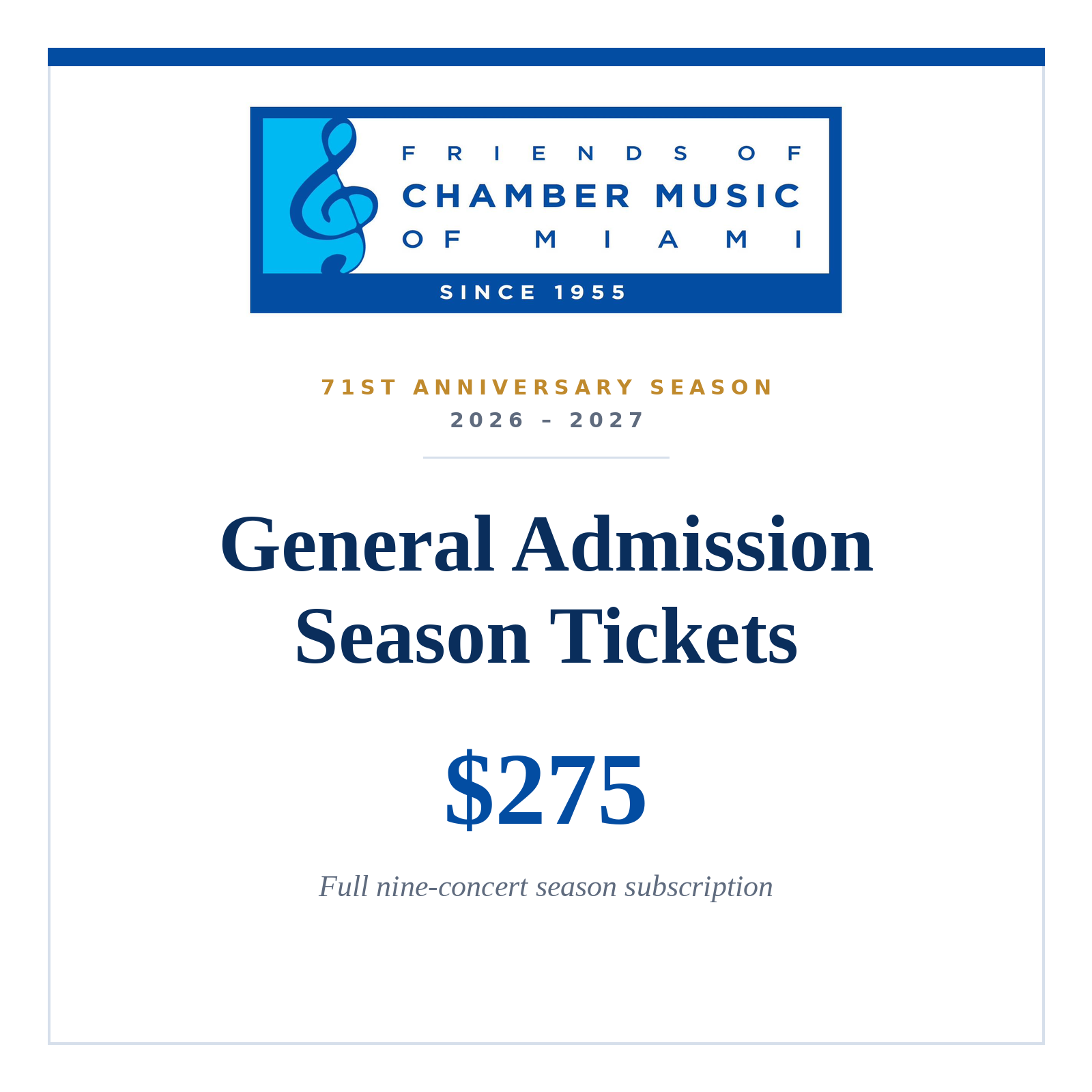 General Admission Season Tickets
