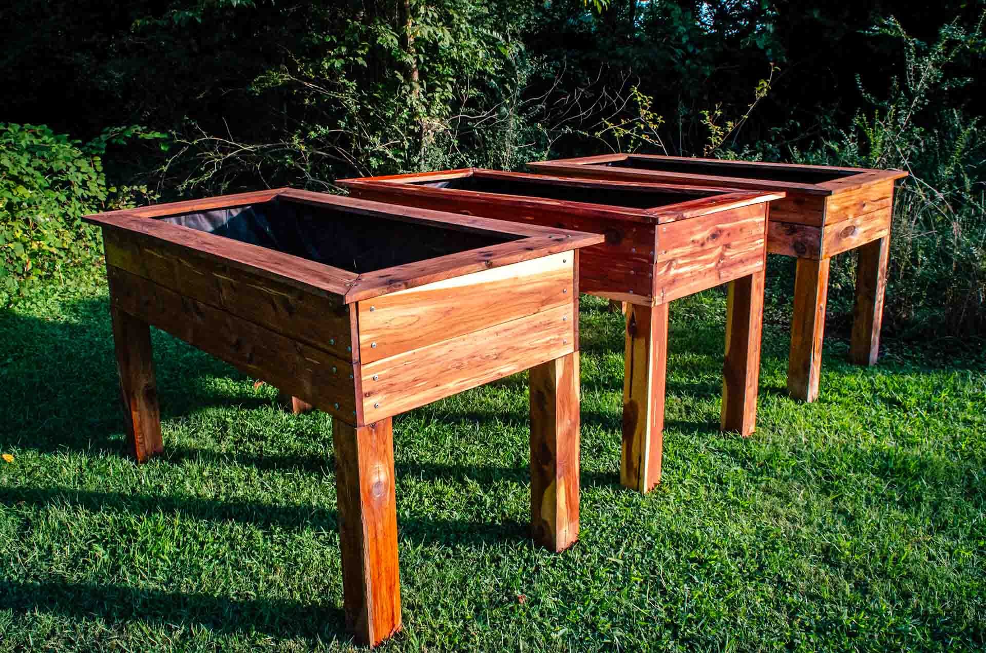 We offer lots of options for raised beds—these are elevated, keeping gardening accessible!