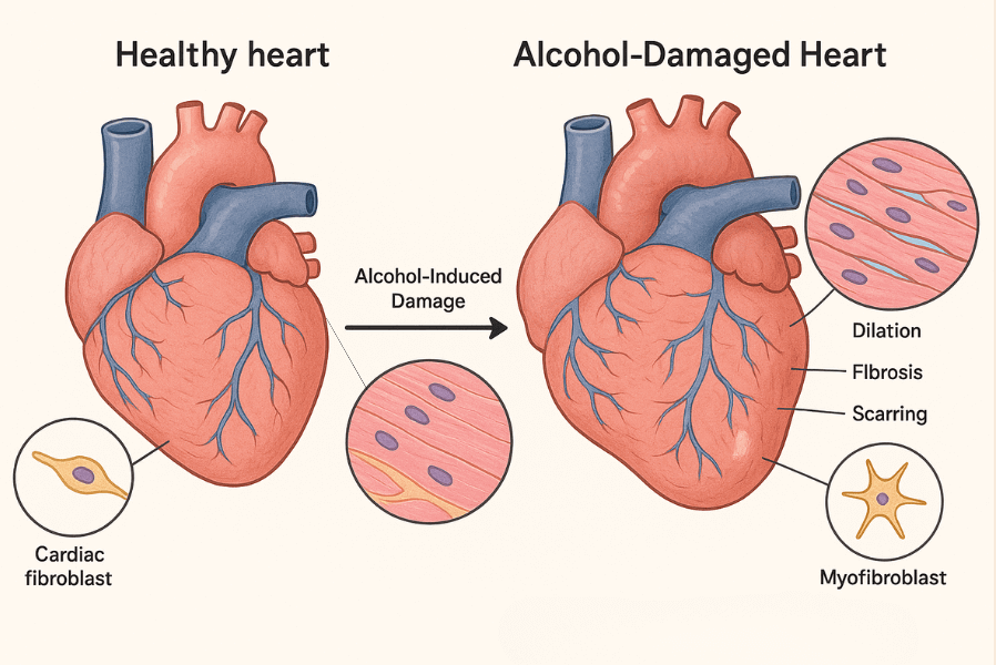 Dilation, Fibrosis, and Scarring for alcohol on the Heart