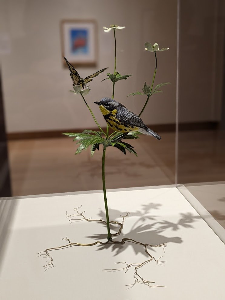 Bird and Butterfly Sculpture After Unpacking and Assessment - Front