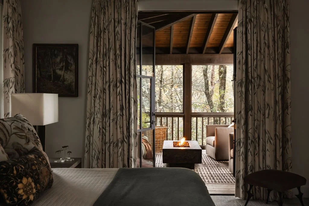 Relaxing primary bedroom suite with southern charm