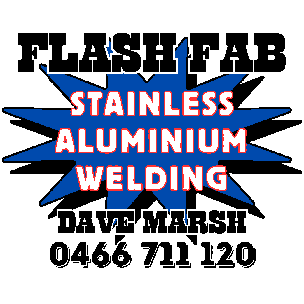 Business card with bold text advertising a welding service, including the types of materials welded (stainless, aluminum) and the contact number.