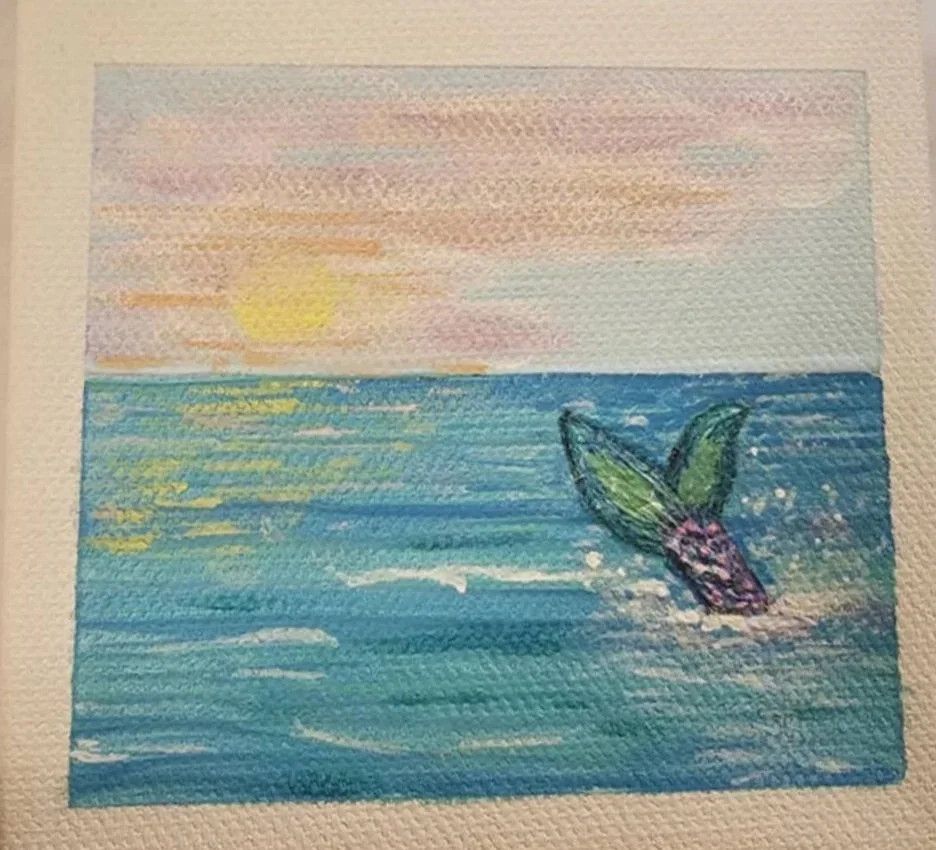 Sunset Magic! ( medium - acrylic on canvas and rock) 