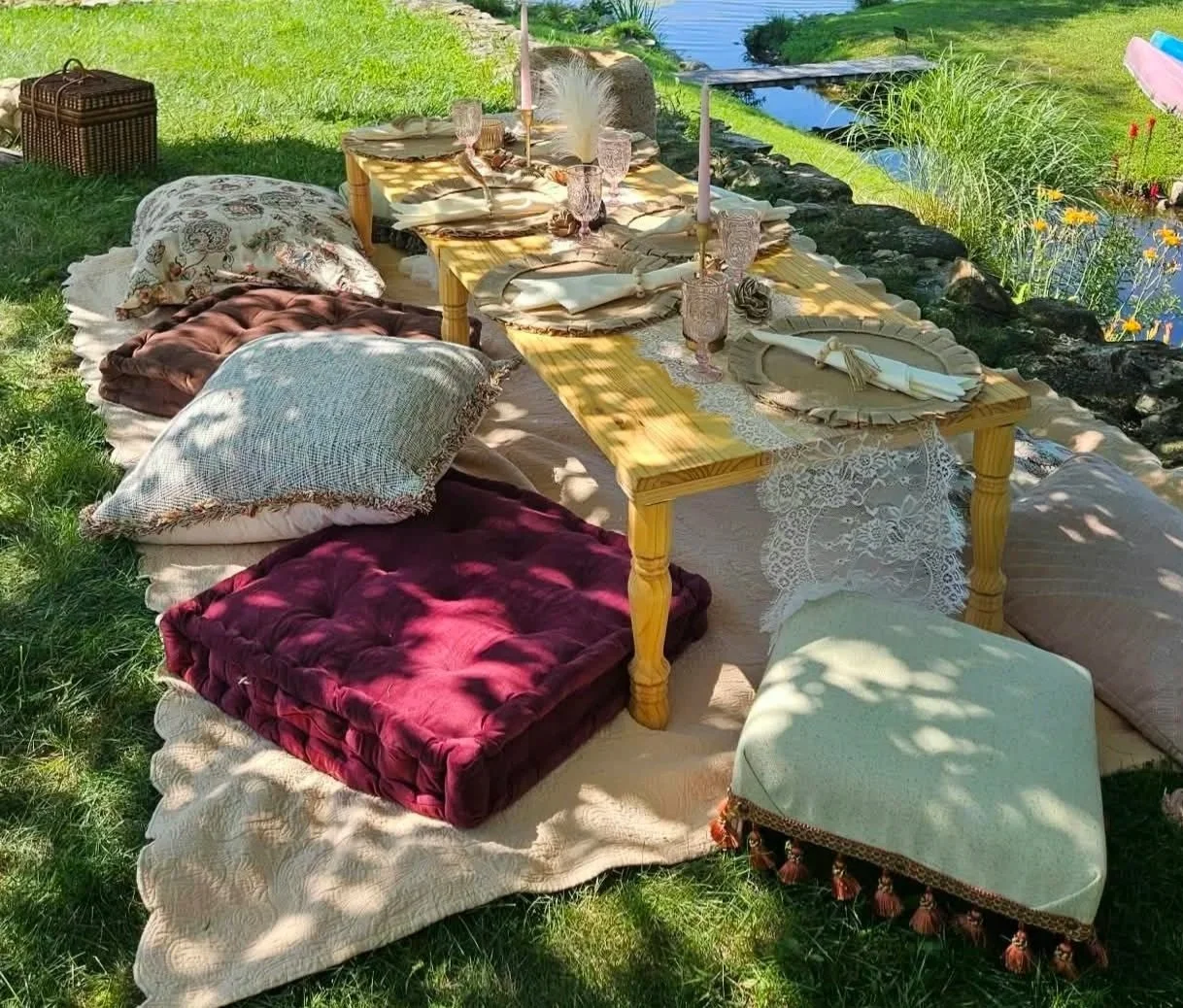 Low seating pillows - picnic set up August 2026