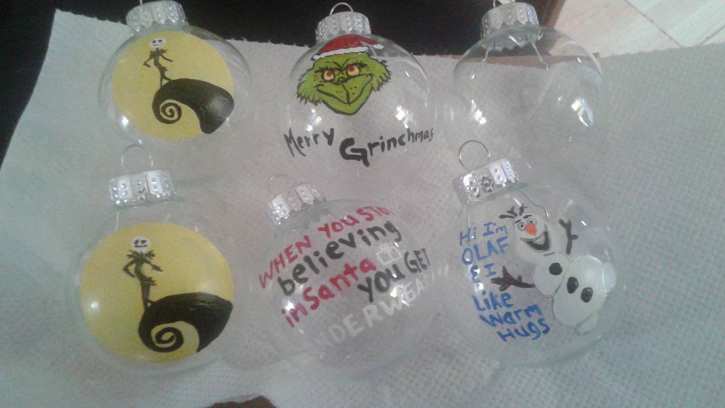 Seasonal ornaments (medium - acrylic glass safe paint and set in the oven)  