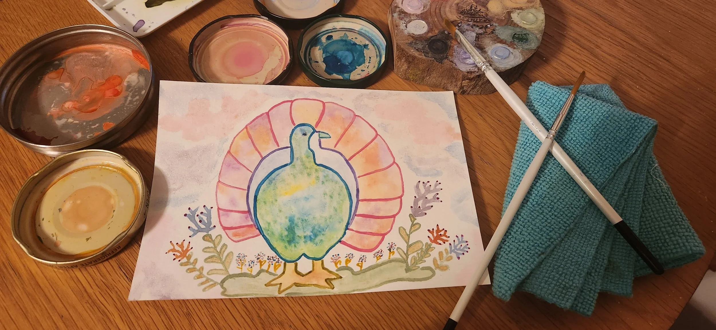 Thankful Vibes (medium - water color) 