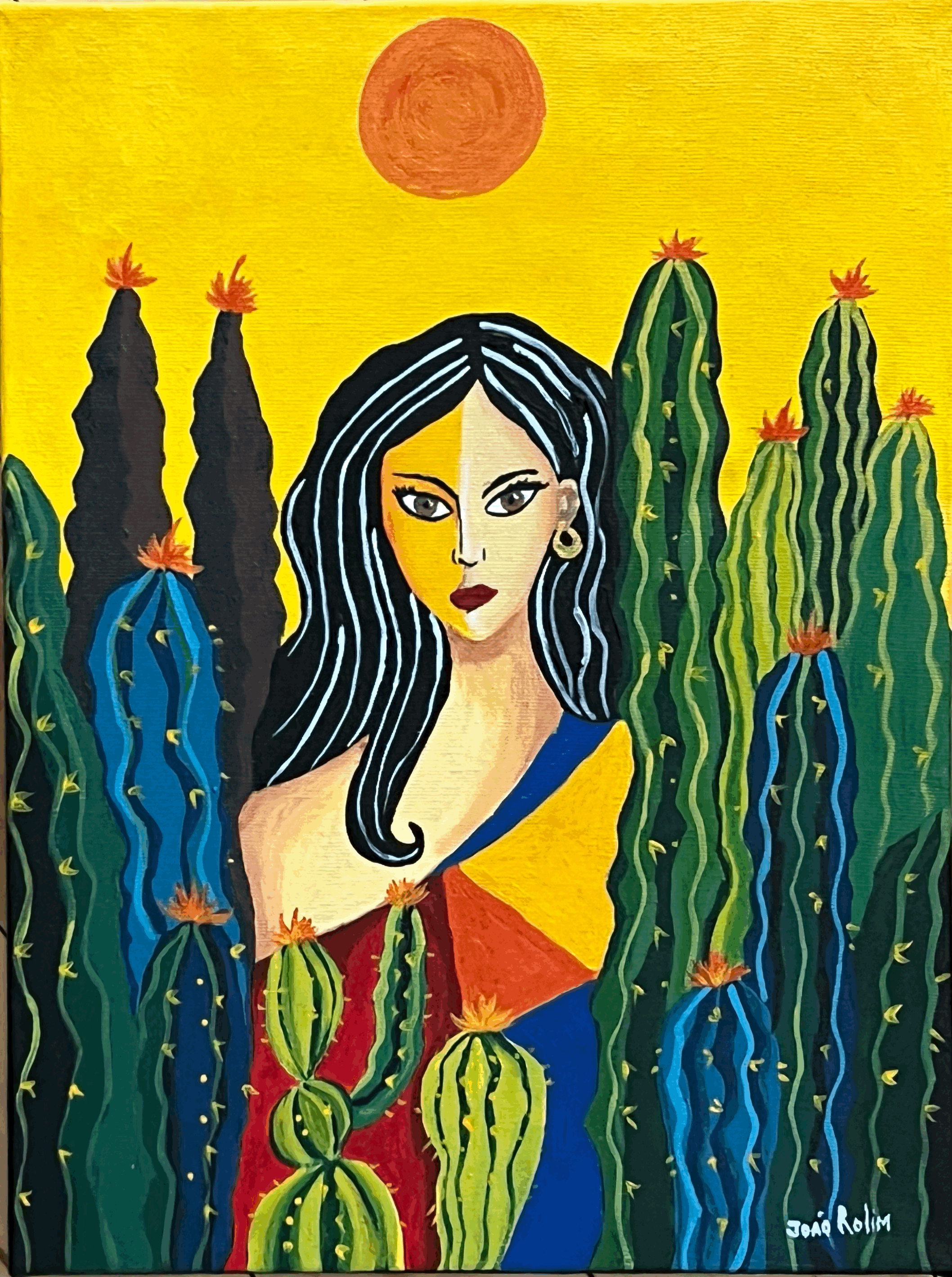 Woman among cactus