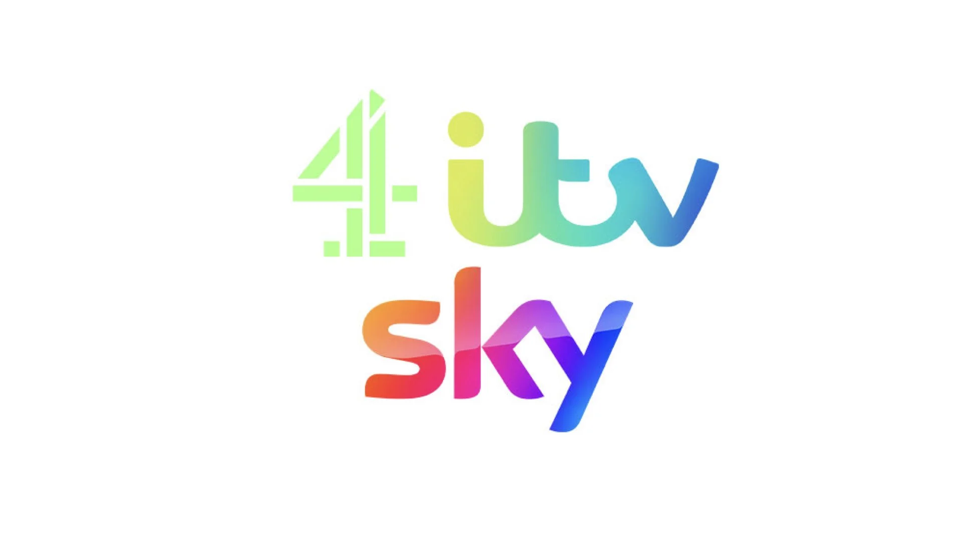Logos of Channel 4 itv and sky