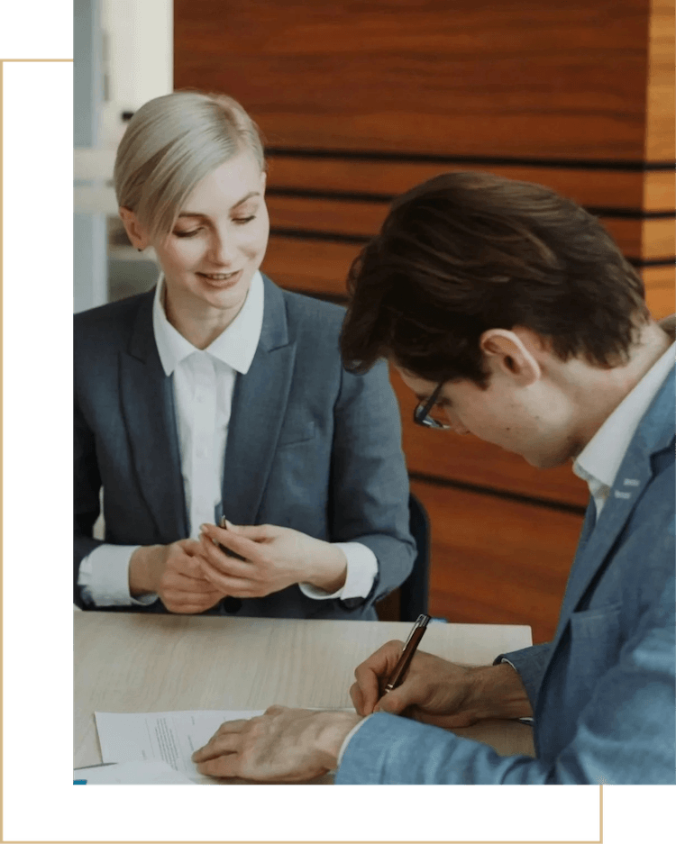 Russell Partners LLC working with a client to discuss fair pricing for their services .
