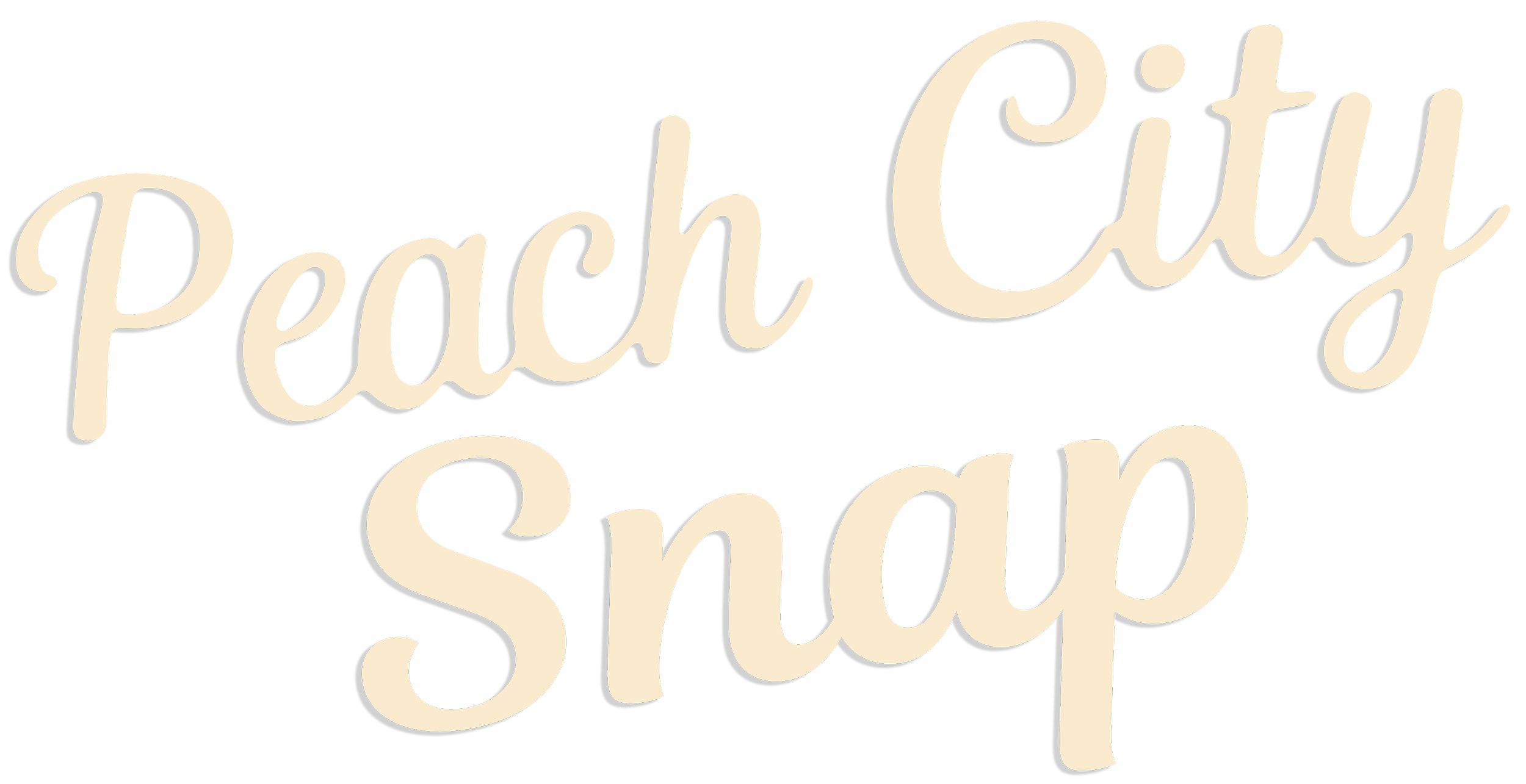 Peach City Snap company brand logo text. Serving the metro Atlanta and surrounding areas and offers photobooth and videobooth rentals.
