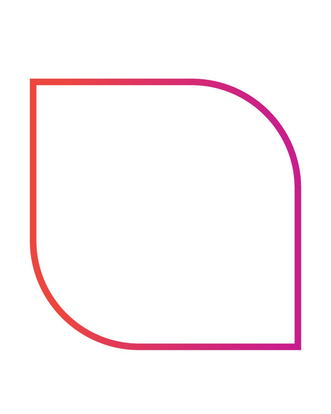 An abstract digital image with a large red shape outlined in pink, intersecting with a purple section on the right side, on a black background.