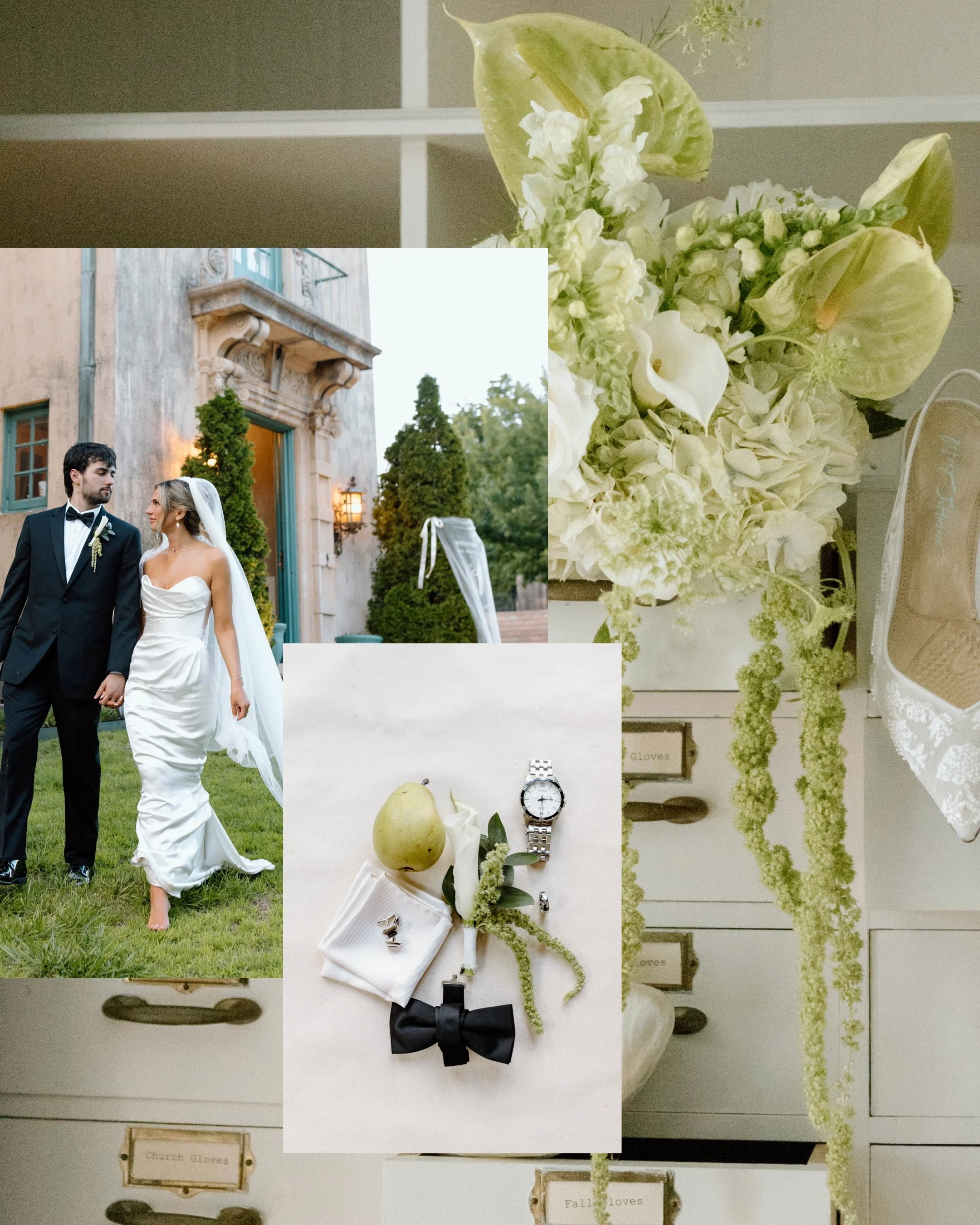 bride and groom bouquet with grooms details