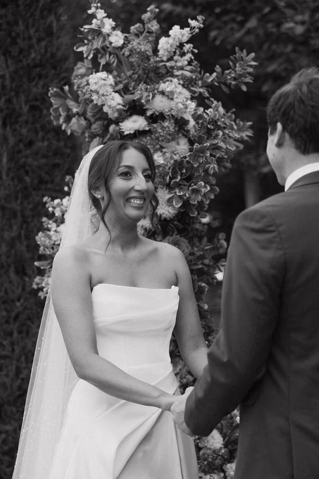 first look black and white photo of couple