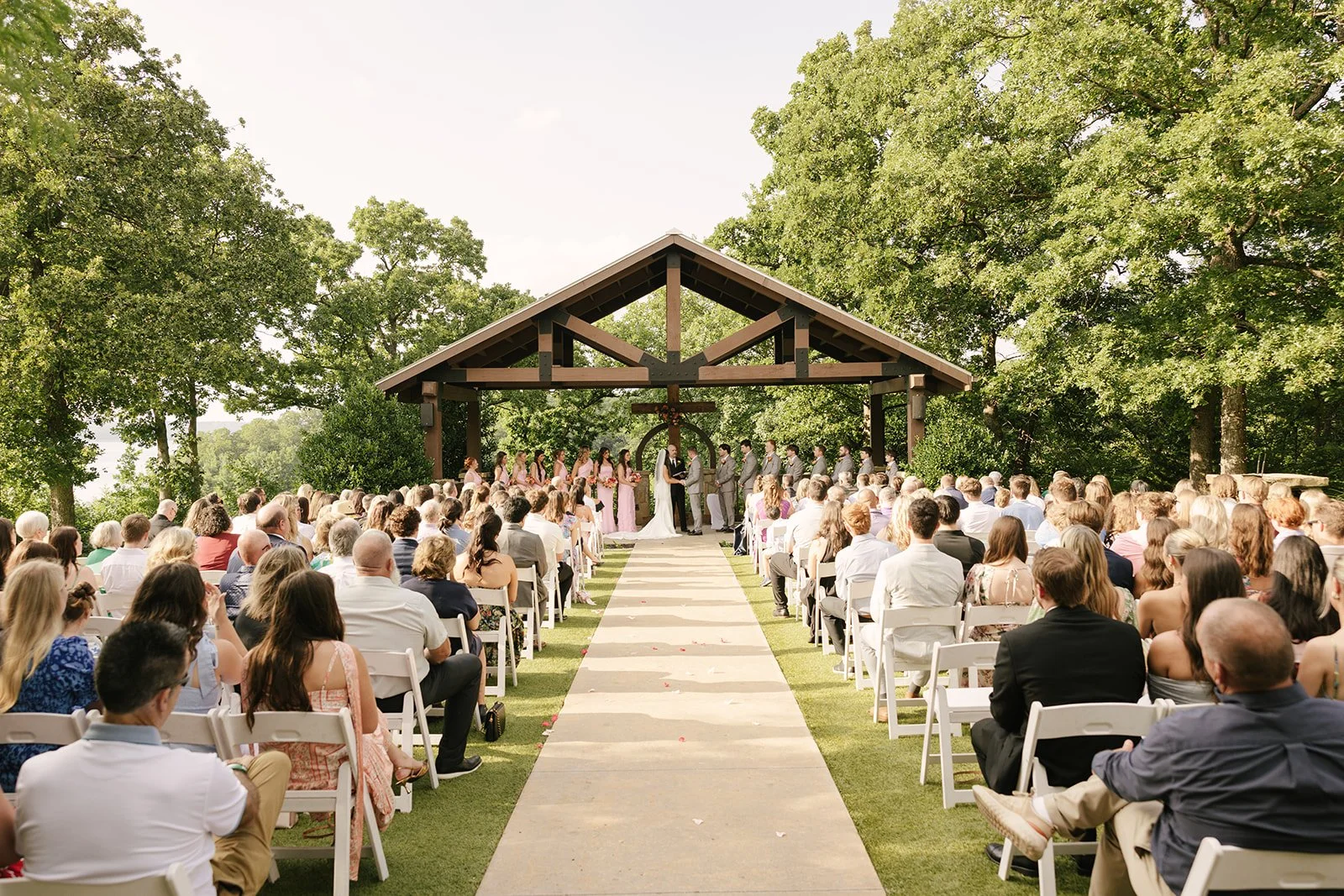 wide shot of ceremony outside at the springs