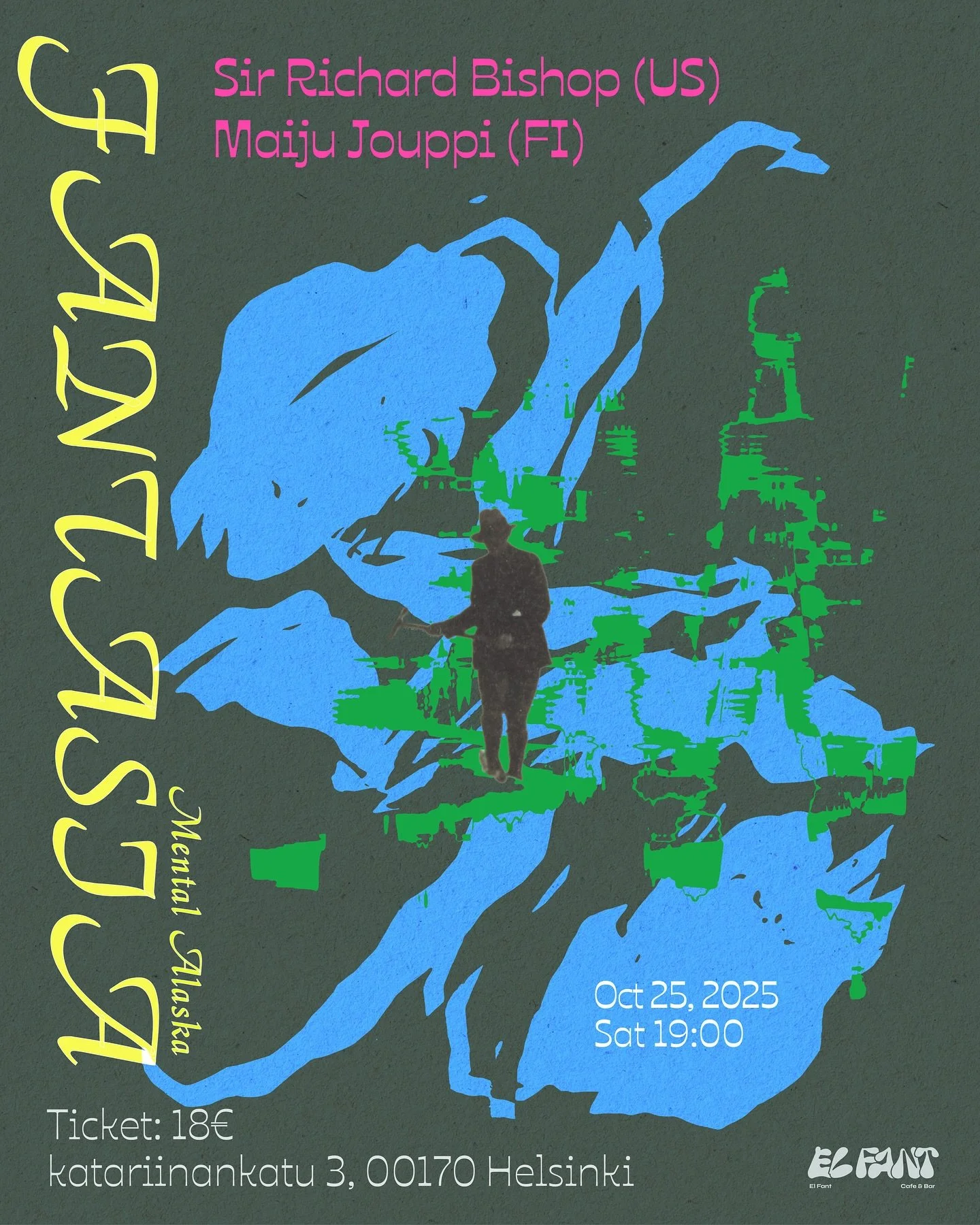 FANTASIA 6 &mdash; Sir Richard Bishop (US) &amp; Maiju Jouppi (FI)
El Fant, Katariinankatu 3
Saturday 25.10
19:00&ndash;21:30
Tickets 18&euro; (limited door sales only)

We&rsquo;re thrilled to host a rare Helsinki appearance by the legendary Sir Ric