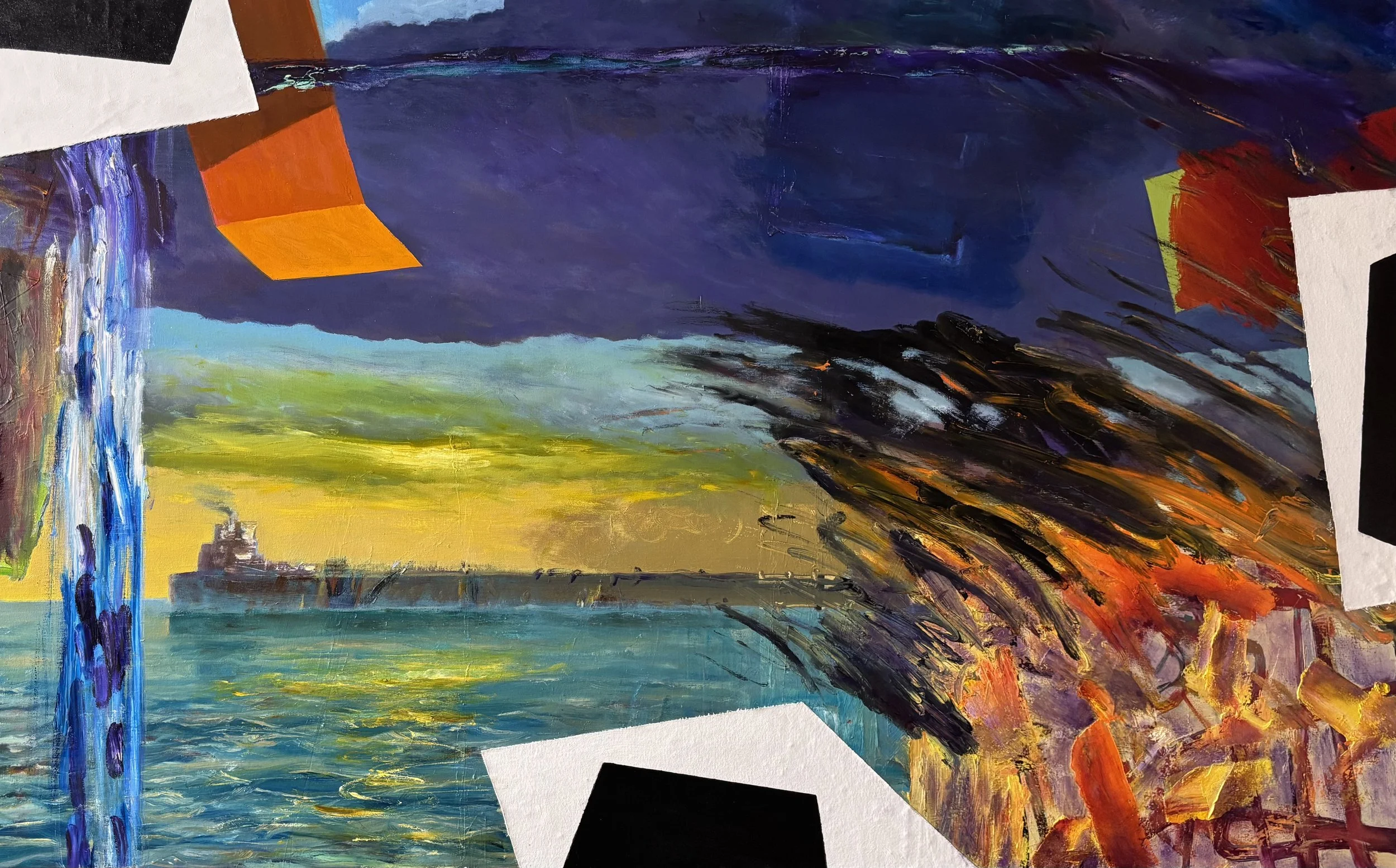 Rites of Passage, 2025, Oil on stretched canvas with canvas insertions - 160 x 100cm