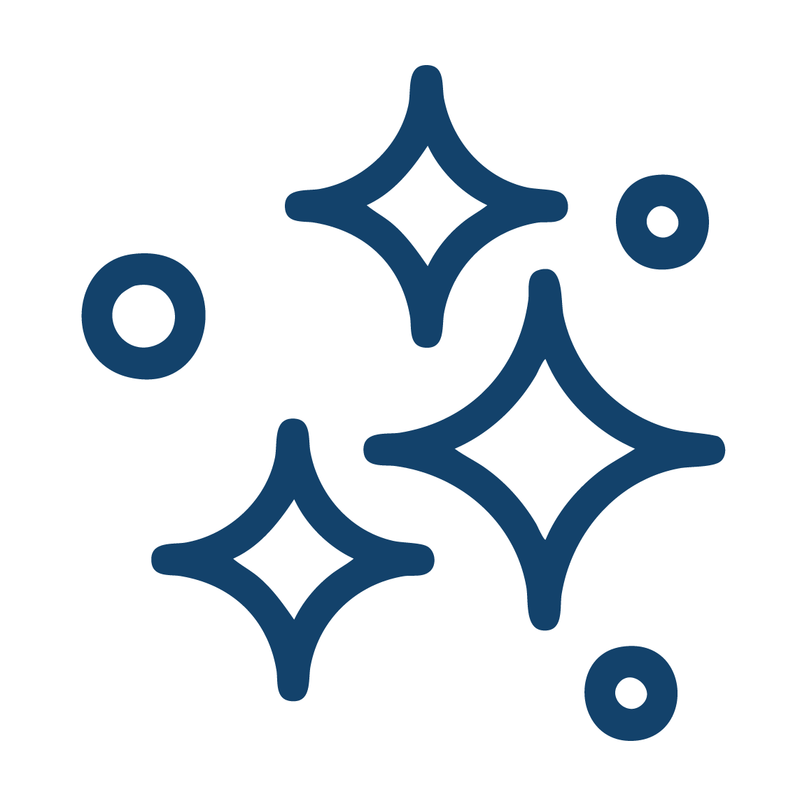 Illustration of sparkles or shining stars with circular accents.