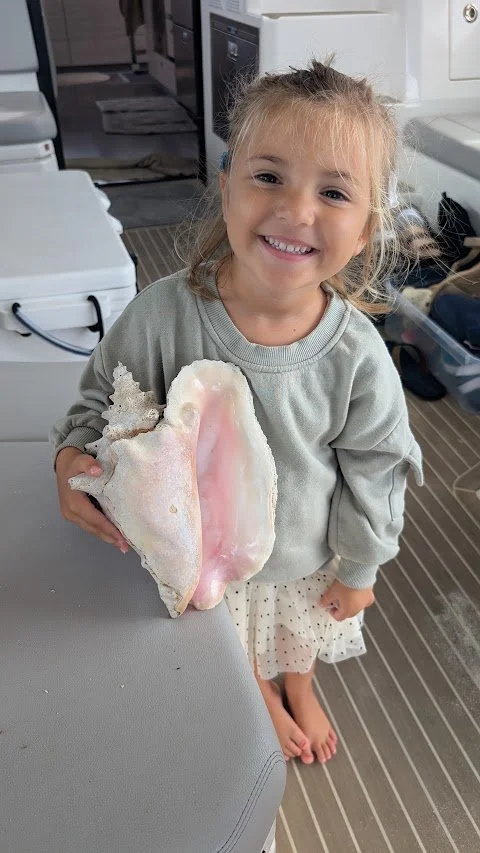 The first of many conch we found on the beach!