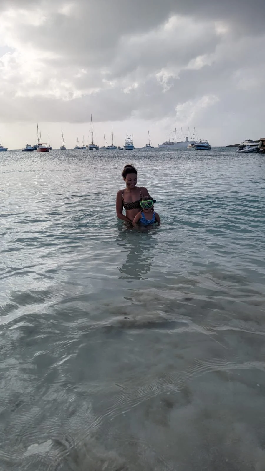 A quick sunset swim after clearing customs!