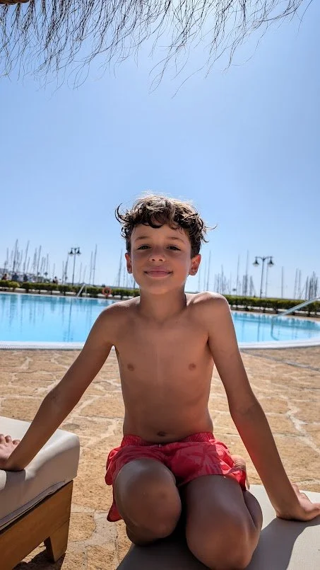 Happy boy after a day spent swimming!