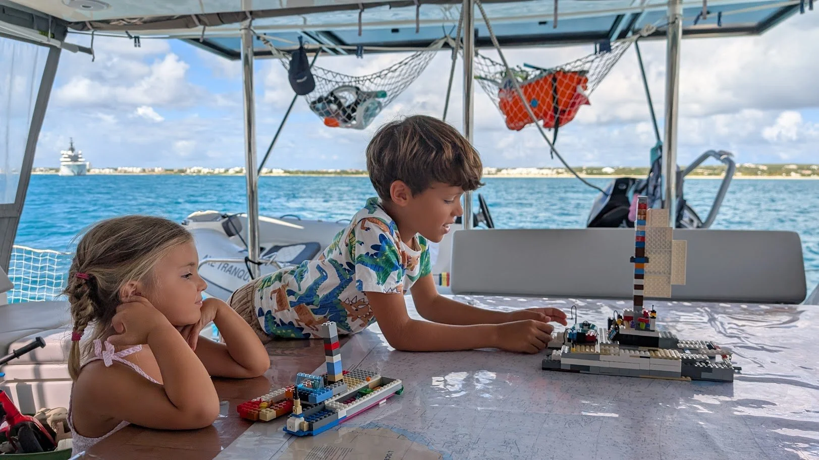 The kids made their own catamarans!