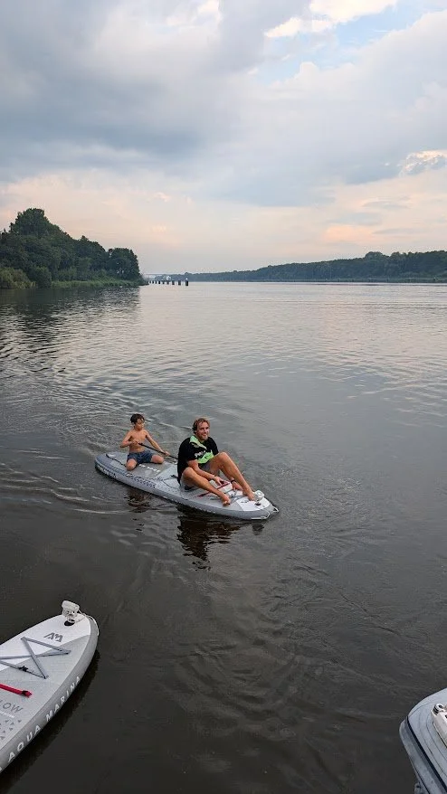 The passage can typically take 6-8 hours and given the times for the locks, we decided to anchor in the canal for a night sleep (Badestelle Klein Westerland) as you can't cross the canal after dark. We were welcomed by a thunderstorm but managed to j
