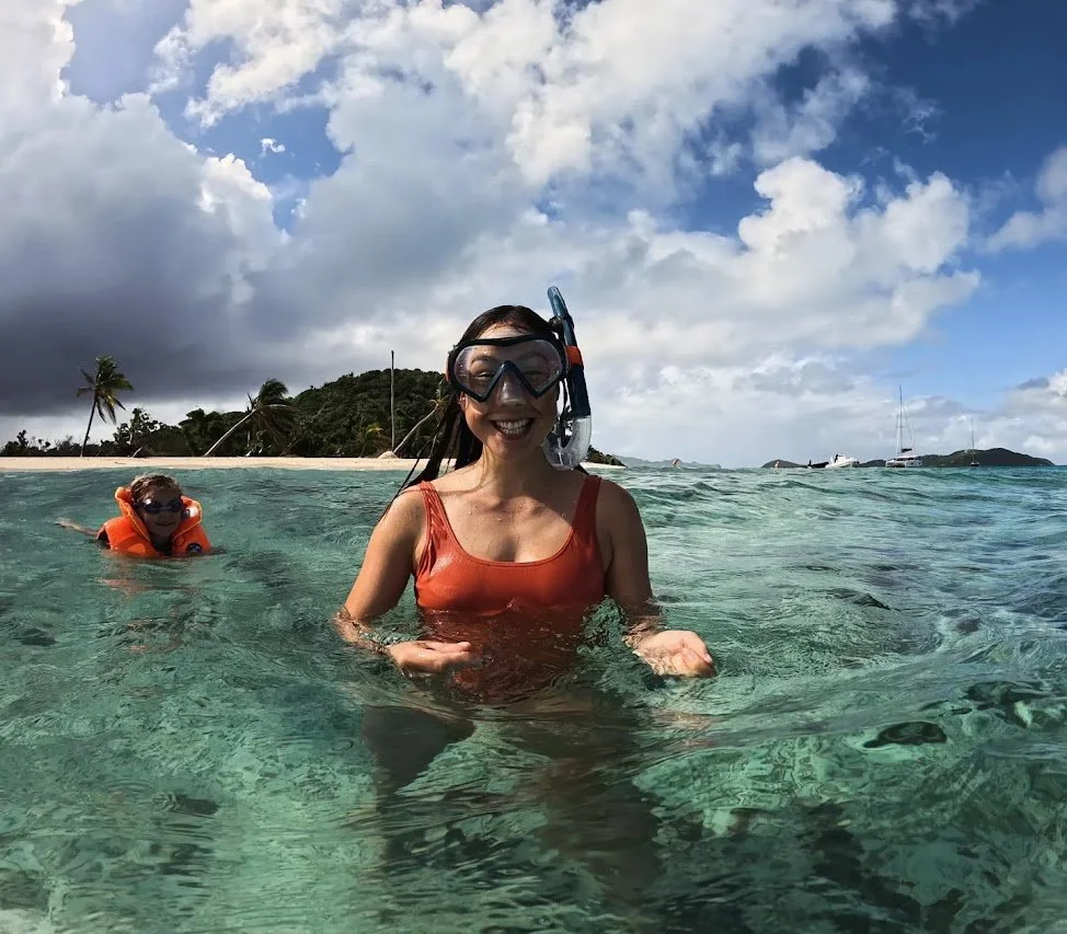 A very happy Julz after going for a long snorkel spotting turtles!