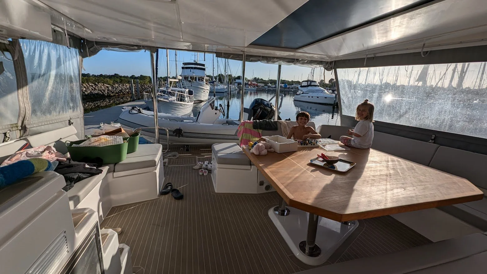 We brought the kids' toys, knowing we'd be busy unpacking, provisioning, and working on the boat for a couple of weeks so their Lego kept them entertained!