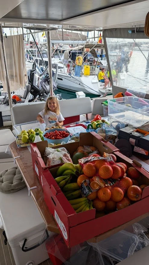 Finally, the last provisioning shop included the perishable stuff! We hand washed the fruit and veg in water and vinegar to clean and kill any bugs as well as hopefully make them last longer?