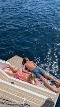 Our little lizards in their favourite spot on the boat to dry off!