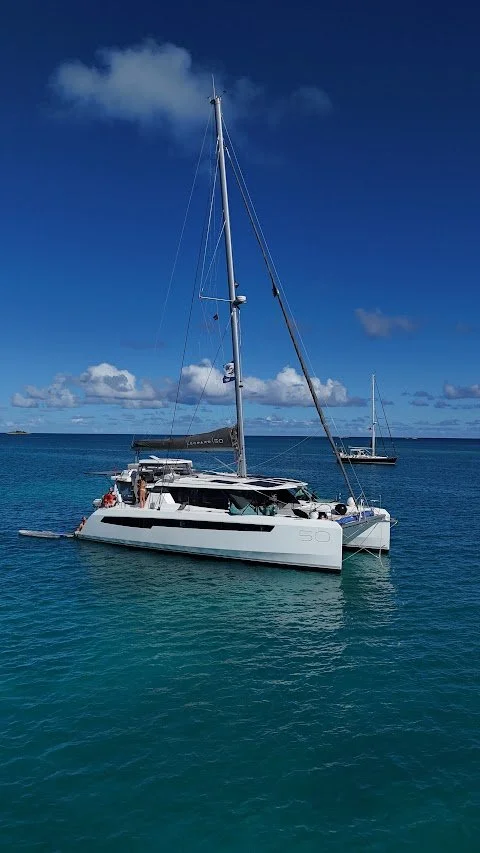 We sailed over to Falmouth Bay to drop off Meg for her flight back to Sydney!