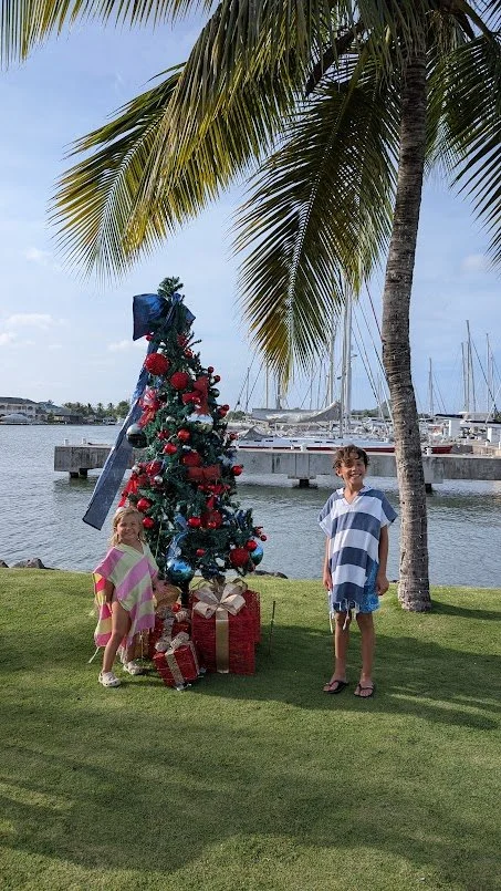 It's easy to lose track of what day or month it is living on a boat but Rodney Bay reminded us Christmas was near!