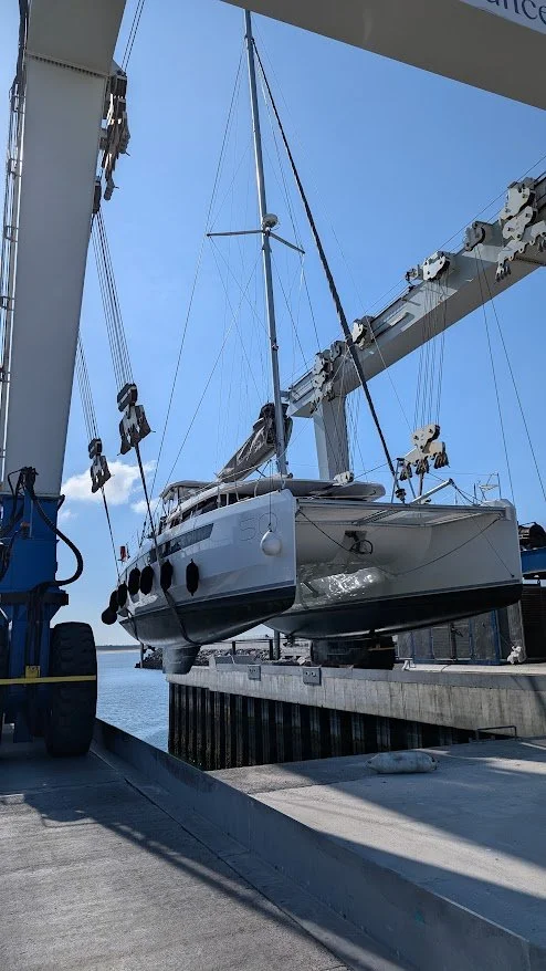 We got Tranquila hauled out for a clean, paint (anti-fouling) and to replace the anodes.