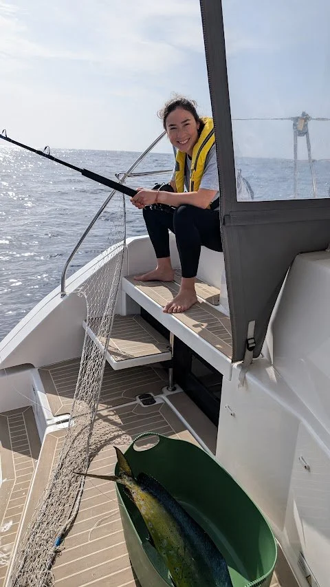 Julia caught her first fish - A Mahi!
