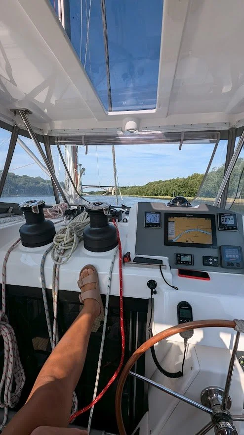 We've entered the Kiel Canal, the world's busiest artificial waterway for seagoing ships. The Canal spans 98 kms, linking the North Sea and the Baltic Sea.