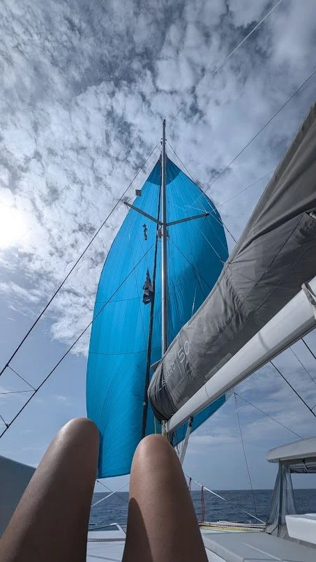 Our chafe issues on our spinnaker halliard were still not solved but with some tape and a few checks, we decided to risk it and fly the spinnaker for the last 3 days and it was incredible sailing!