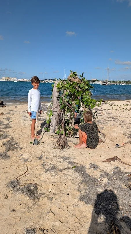 Kid playdates on the only beach we could find near the marina!