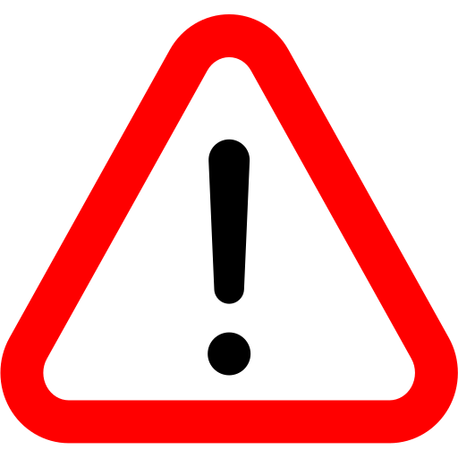 Warning sign with red border and black exclamation mark inside a white triangle.