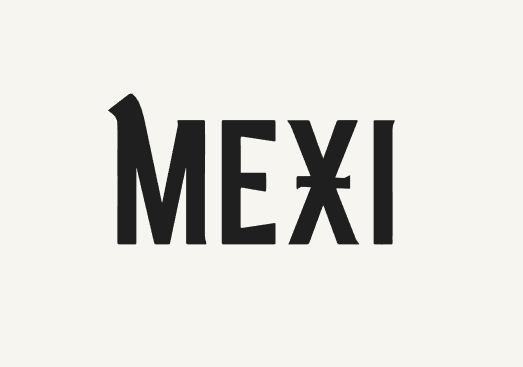 Stylized black text spelling 'MEXI' on a light background.