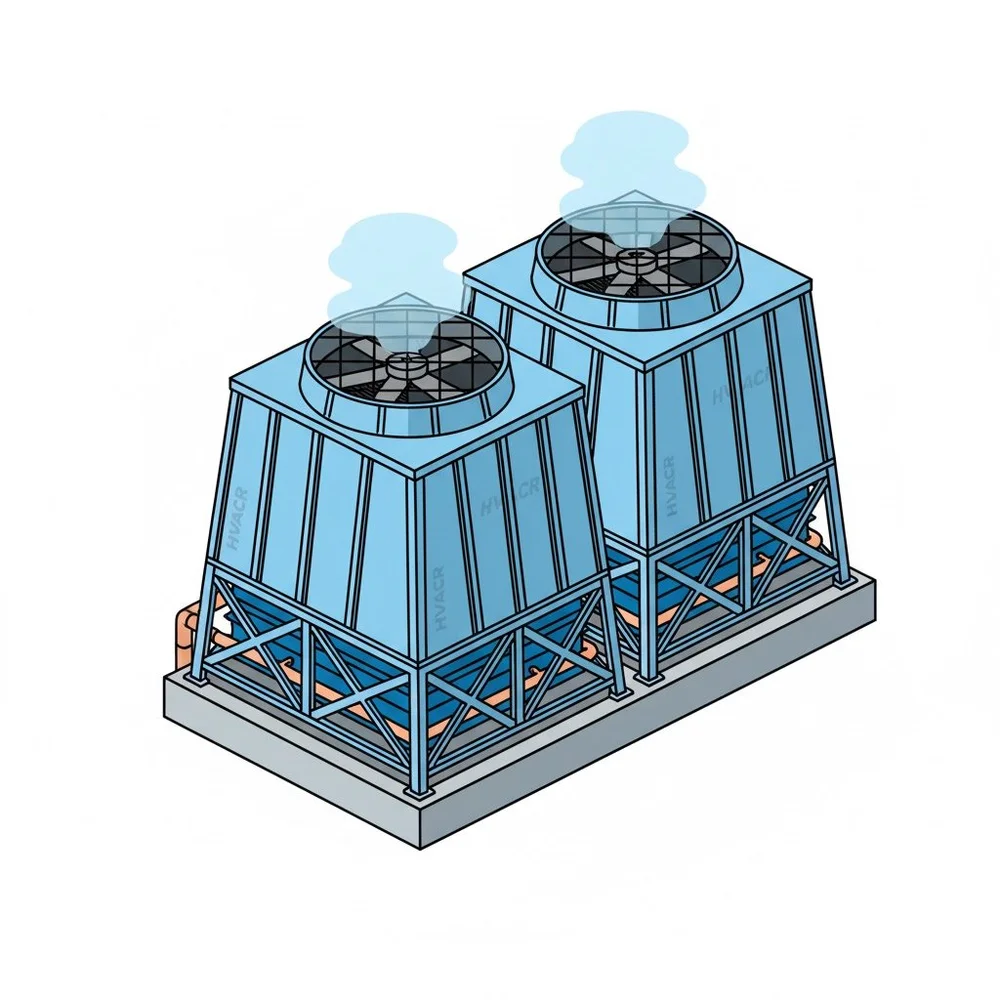 Industrial cooling tower equipment serviced by Cyclone HVACRWD Company