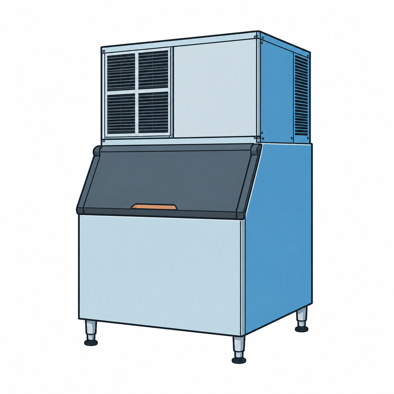 Large commercial modular ice machine for Hoshizaki and Manitowoc repair, maintenance, and installation services by Cyclone HVACRWD Company.