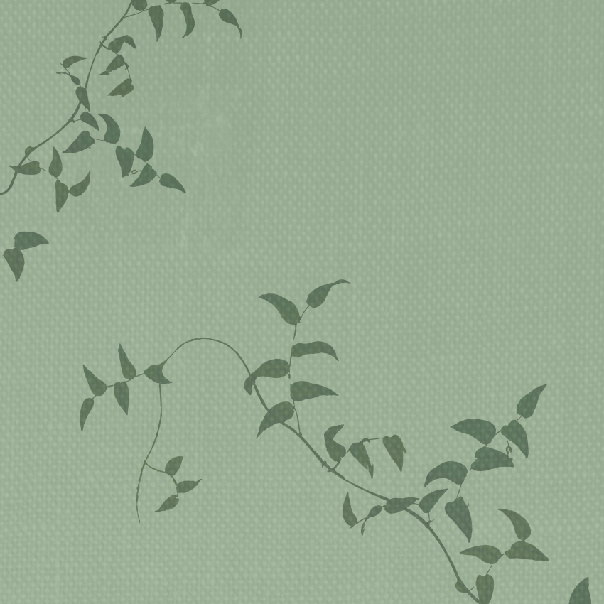 Green vine pattern on textured light green background