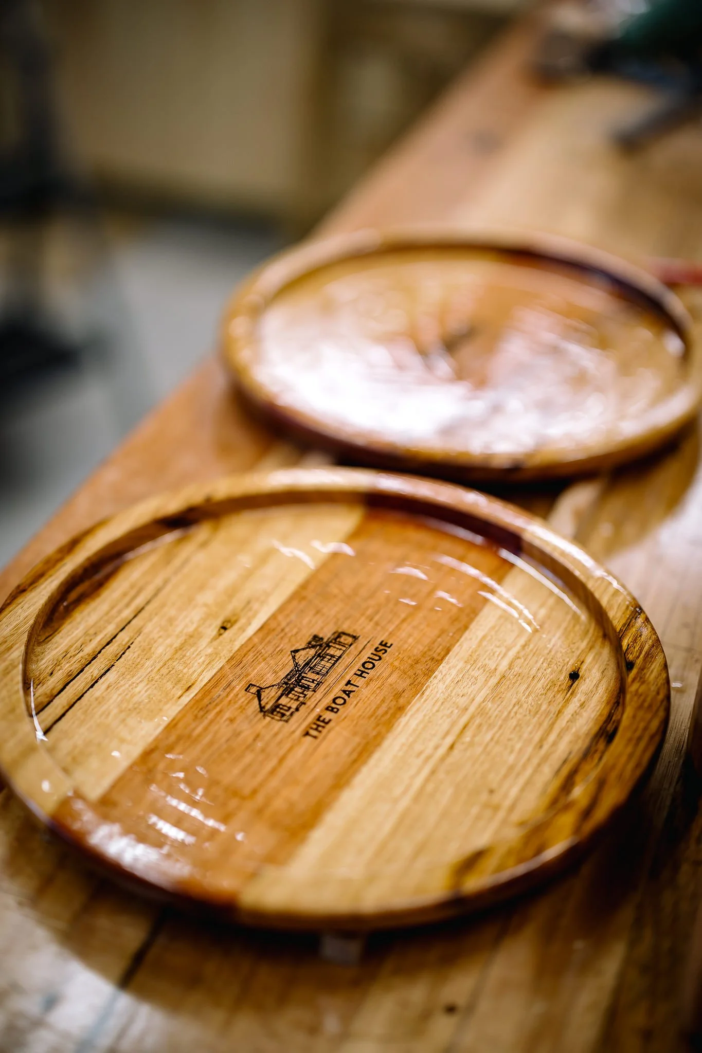 Epoxy Filled Engraving (food safe oil being applied)
